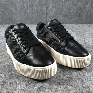 Halogen Shoes Womens Size 8 M Black Leather‎ Platform Sneakers Textured Casual